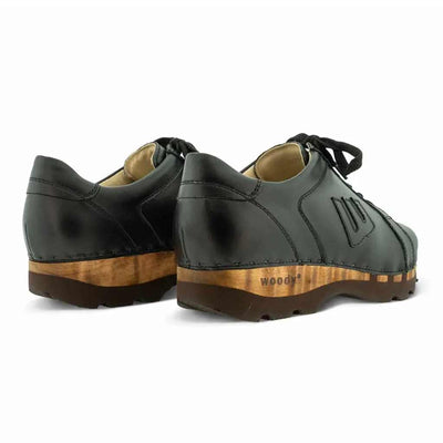 luca, sneakers clogs herren mit biegsamer nachhaltiger holzsohle, der bestseller, farbe: schwarz, holzclogs woody, woody schuhe, woody shoes, handgemachte holzschuhe aus österreich, kärnten