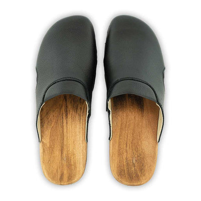 Clogs Damen und Herren Lissabon Unisex Clog lissabon, arbeits-clogs unisex und biegsamer nachhaltiger holzsohle, farbe: schwarz, holzclogs woody, woody schuhe, woody shoes, handgemachte holzschuhe aus österreich, kärnten