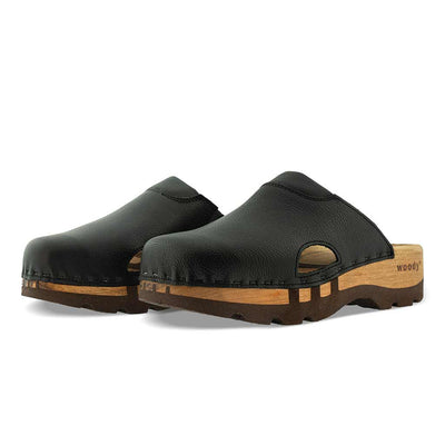 Clogs Damen und Herren Lissabon Unisex Clogs bestellen lissabon, arbeits-clogs unisex und biegsamer nachhaltiger holzsohle, farbe: schwarz, holzclogs woody, woody schuhe, woody shoes, handgemachte holzschuhe aus österreich, kärnten