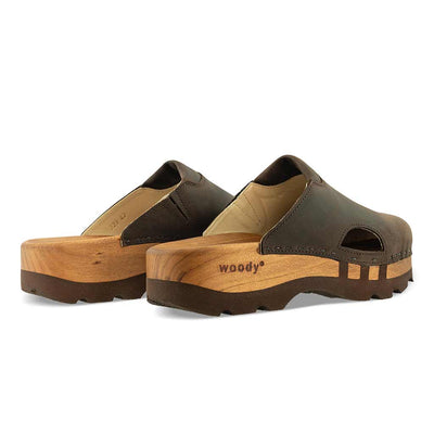 Damenclogs Herrenclogs Lissabon caffe unisex woody Schuhe. lissabon, arbeits-clogs unisex und biegsamer nachhaltiger holzsohle, farbe: caffe (barun), holzclogs woody, woody schuhe, woody shoes, handgemachte holzschuhe aus österreich, kärnten