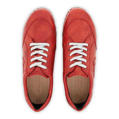 abby, clog sneakers damen mit biegsamer nachhaltiger holzsohle, farbe: rosso (rot), holzclogs woody, woody schuhe, woody shoes, handgemachte holzschuhe aus österreich, kärnten