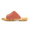 anja-farbe: flamingo (rot-pink)_clogs pantoletten damen mit biegsamer nachhaltiger weidenholzsohle, holzclogs woody, woody schuhe, woody shoes, handgemachte holzschuhe aus österreich, kärnten