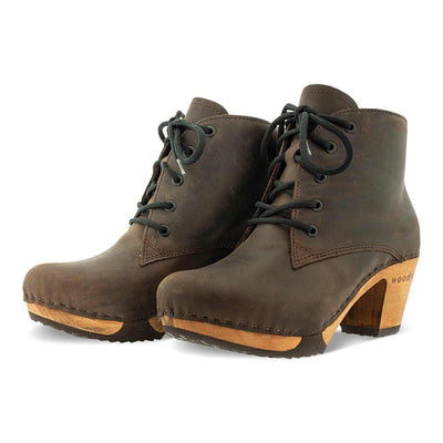 anne, clog ankle boot damen mit biegsamer nachhaltiger holzsohle, farbe: caffe-braun holzclogs woody, woody schuhe, woody shoes, handgemachte holzschuhe aus österreich, kärnten