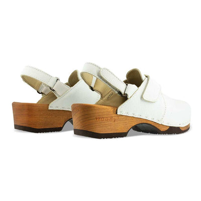 cornelia, farbe: weiss_clogs damen, arbeitsschuh mit biegsamer nachhaltiger weidenholzsohle, holzclogs woody, woody schuhe, woody shoes, handgemachte holzschuhe aus österreich, kärnten