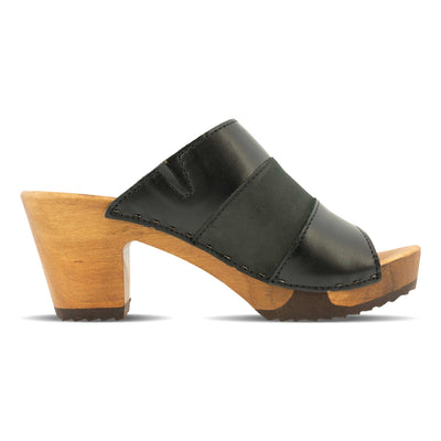 ella clog pantolette mit absatz von woody holzschuhe, farbe: schwarz-nero