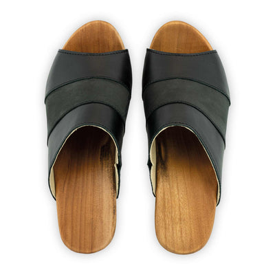 ella clog pantolette mit absatz von woody holzschuhe, farbe: schwarz-nero