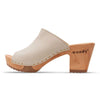 elly, farbe: creme_clogs pantolette damen mit absatz mit biegsamer nachhaltiger weidenholzsohle, holzclogs woody, woody schuhe, woody shoes, handgemachte holzschuhe aus österreich, kärnten