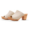 elly, farbe: creme_clogs pantolette damen mit absatz mit biegsamer nachhaltiger weidenholzsohle, holzclogs woody, woody schuhe, woody shoes, handgemachte holzschuhe aus österreich, kärnten