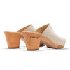 elly, farbe: creme_clogs pantolette damen mit absatz mit biegsamer nachhaltiger weidenholzsohle, holzclogs woody, woody schuhe, woody shoes, handgemachte holzschuhe aus österreich, kärnten