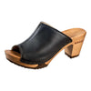 Elly Clogs Damen i9n schwarz. Damen Pantolette von woody. elly, farbe: schwarz, clogs pantolette damen mit absatz mit biegsamer nachhaltiger weidenholzsohle, holzclogs woody, woody schuhe, woody shoes, handgemachte holzschuhe aus österreich, kärnten