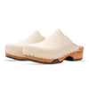 emma, farbe:creme, clogs damen mit biegsamer nachhaltiger weidenholzsohle, holzclogs woody, woody schuhe, woody shoes, handgemachte holzschuhe aus österreich, kärnten