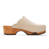 emma, farbe: creme, clogs damen mit biegsamer nachhaltiger weidenholzsohle, holzclogs woody, woody schuhe, woody shoes, handgemachte holzschuhe aus österreich, kärnten