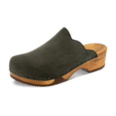 emma, farbe: nero alias schwarz_clogs damen mit biegsamer nachhaltiger weidenholzsohle, holzclogs woody, woody schuhe, woody shoes, handgemachte holzschuhe aus österreich, kärnten