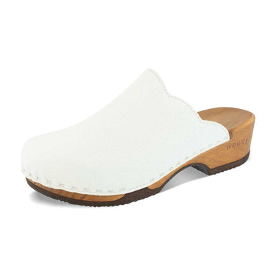 emma, farbe: weiss_clogs damen mit biegsamer nachhaltiger weidenholzsohle, holzclogs woody, woody schuhe, woody shoes, handgemachte holzschuhe aus österreich, kärnten