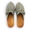 florentina-farbe: jeans (grau), clogs damen mit biegsamer nachhaltiger Holzsohle,holzclogs woody, woody schuhe, woody shoes, handgemachte holzschuhe aus österreich, kärnten