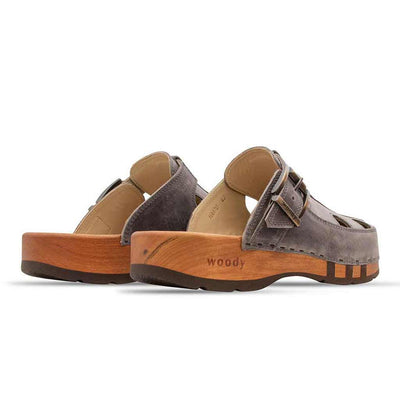 freddy, clogs herren mit biegsamer nachhaltiger Holzsohle, farbe: bleir (grau), holzclogs woody, woody schuhe, woody shoes, handgemachte holzschuhe aus österreich, kärnten