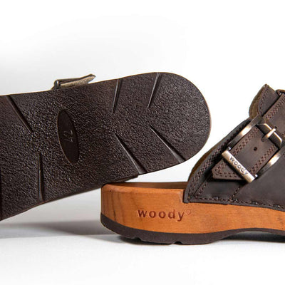 freddy, clogs herren mit biegsamer nachhaltiger Holzsohle, farbe: caffe (braun), holzclogs woody, woody schuhe, woody shoes, handgemachte holzschuhe aus österreich, kärnten