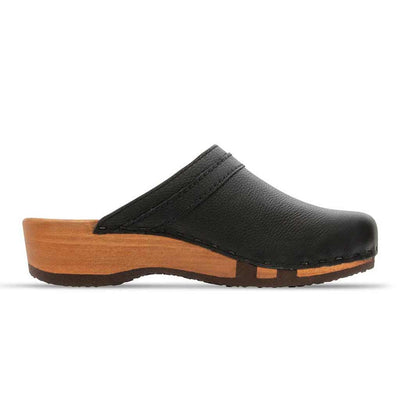 hanni, clogs damen mit biegsamer nachhaltiger holzsohle, farbe: cervo nero (schwarz), holzclogs woody, woody schuhe, woody shoes, handgemachte holzschuhe aus österreich, kärnten