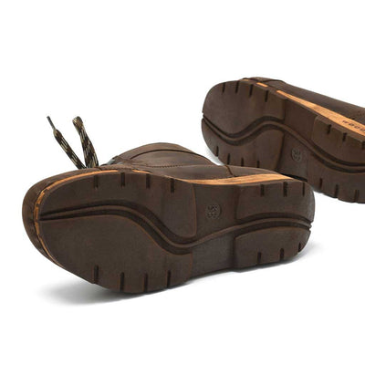 Heike, clog lammfell gefütterter clog stiefel damen mit biegsamer nachhaltiger holzsohle, farbe: caffe, holzclogs woody, woody schuhe, woody shoes, handgemachte holzschuhe aus österreich, kärnten