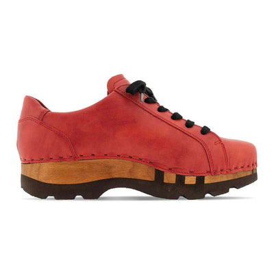 jack, clog sneakers für herren mit biegsamer nachhaltiger holzsohle, farbe: rosso (glattleder rot), holzclogs woody, woody schuhe, woody shoes, handgemachte holzschuhe aus österreich, kärnten