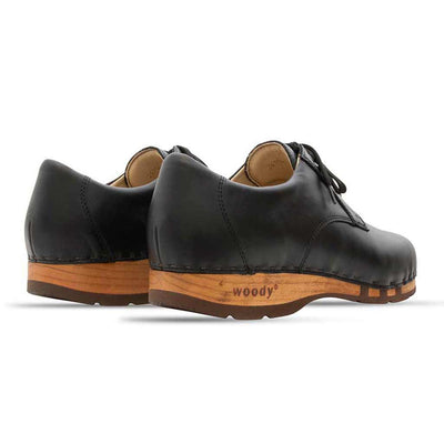 Jan - clogs halbschuh, herren, leder gefüttert, winter, sommer oder ganzjahres, herren clogs, holzclogs. woody holzschuhe, farbe: schwarz