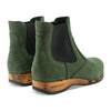 Jutta, clog boots damen mit biegsamer nachhaltiger holzsohle, farbe: forest (gruen), der bestseller, holzclogs woody, woody schuhe, woody shoes, handgemachte holzschuhe aus österreich, kärnten