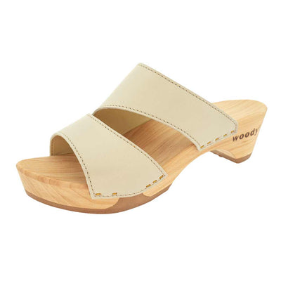 kate-farbe: creme_clogs pantoletten damen mit biegsamer nachhaltiger weidenholzsohle, holzclogs woody, woody schuhe, woody shoes, handgemachte holzschuhe aus österreich, kärnten