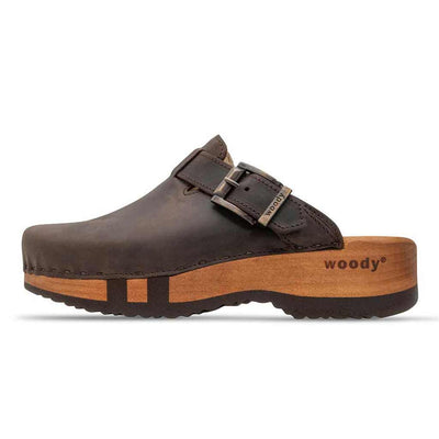 leon, clogs herren mit biegsamer nachhaltiger holzsohle, farbe: caffe-braun, holzclogs woody, woody schuhe, woody shoes, handgemachte holzschuhe aus österreich, kärnten