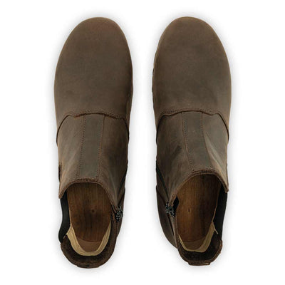 Louis Herrenclogs, Herrenclog von woody Schuhe. Clogs mit biegsamer Holzsohle und Holzfußbett. Herrenclogs, Holzclogs kaufen. Clogs online bestellen, Farbe: caffe (braun)