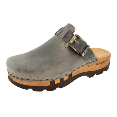 lukas, clogs herren mit biegsamer nachhaltiger holzsohle, der bestseller, farbe: bleir (grau), holzclogs woody, woody schuhe, woody shoes, handgemachte holzschuhe aus österreich, kärnten