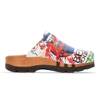 lukas, clogs herren mit biegsamer nachhaltiger holzsohle, der bestseller, farbe: showtime (multicolor-westwood), holzclogs woody, woody schuhe, woody shoes, handgemachte holzschuhe aus österreich, kärnten