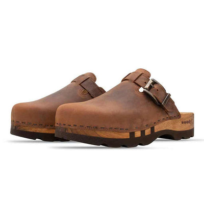 lukas, clogs herren mit biegsamer nachhaltiger holzsohle, der bestseller, farbe: tabacco-braun, holzclogs woody, woody schuhe, woody shoes, handgemachte holzschuhe aus österreich, kärnten