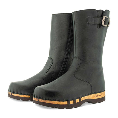 mario-herren clog stiefel woody-farbe: nero (schwarz), winterschuhe, wollfutter