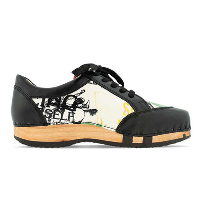 clogs damen sneaker mary woody holzschuhe. damen clogs, flexible, biegsame holzsohle. holzclogs, sneaker clogs damen, damen clogs mit fussbett. woody leder clogs damen. holzclogs, holzschuhe bestellen, farbe: showtime (by Vivienne Westwood)