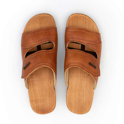 melanie, pantoletten clogs damen mit biegsamer nachhaltiger holzsohle, der bestseller, farbe: safor (braun), holzclogs woody, woody schuhe, woody shoes, handgemachte holzschuhe aus österreich, kärnten