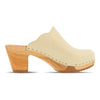 nina, clogs damen mit absatz und biegsamer nachhaltiger holzsohle, der bestseller, holzclogs woody, woody schuhe, woody shoes, handgemachte holzschuhe aus österreich, kärnten, farbe: creme