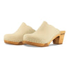 nina, clogs damen mit absatz und biegsamer nachhaltiger holzsohle, der bestseller, holzclogs woody, woody schuhe, woody shoes, handgemachte holzschuhe aus österreich, kärnten, farbe: creme