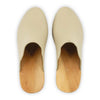 nina, clogs damen mit absatz und biegsamer nachhaltiger holzsohle, der bestseller, holzclogs woody, woody schuhe, woody shoes, handgemachte holzschuhe aus österreich, kärnten, farbe: creme