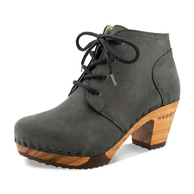 nora Stiefelette woddy Schuhe. Damen Stiefeletten kaufen, clog boots damen stiefel mit biegsamer nachhaltiger holzsohle. Damenclogs, Damen Clogs - Clogs Damen. Holzschuhe für Damen, Damen Clogs, Holzclogs, Damen Pantoletten mit Holzsohle. Holz Schuhe, Clog, Farbe: Grigio (grau)