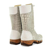 clogs damen ramona fell, farbe: cocco silver. stiefel, winterclog, winterclogs. damenstiefel clogs weiss. damen fellschuhe bestellen, fellclogs, weisse fellstiefel mit holzschuhe, holzclogs fell kaufen.