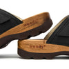 roman, pantoletten clogs herren mit biegsamer nachhaltiger holzsohle, farbe: schwarz, holzclogs woody, woody schuhe, woody shoes, handgemachte holzschuhe aus österreich, kärnten