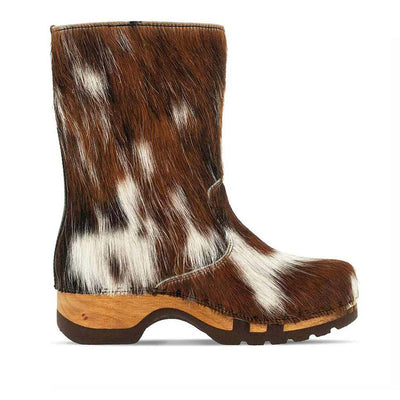 rose fell, clog fellstiefel damenen mit biegsamer nachhaltiger holzsohle, farbe: fell natur, holzclogs woody, woody schuhe, woody shoes, handgemachte holzschuhe aus österreich, kärnten