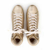 roxy, clog sneakers für damen mit hohem schaft und biegsamer nachhaltiger holzsohle, farbe: gold (glattleder), holzclogs woody, woody schuhe, woody shoes, handgemachte holzschuhe aus österreich, kärnten