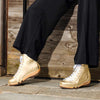 roxy, clog sneakers für damen mit hohem schaft und biegsamer nachhaltiger holzsohle, farbe: gold (glattleder), holzclogs woody, woody schuhe, woody shoes, handgemachte holzschuhe aus österreich, kärnten