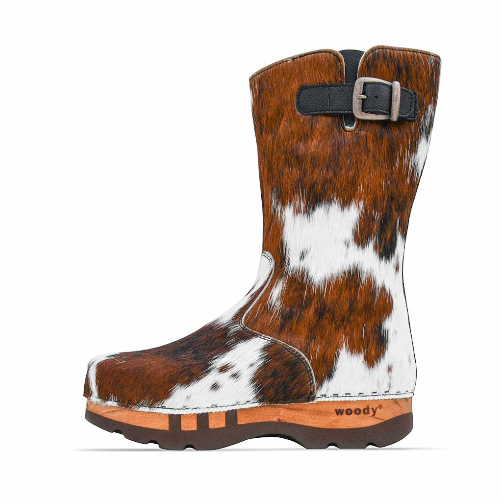 Sandro fell, clog fellstiefel herren mit biegsamer nachhaltiger holzsohle, farbe: fell natur, holzclogs woody, woody schuhe, woody shoes, handgemachte holzschuhe aus österreich, kärnten