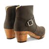 Stiefelette Damen Tina woody Schuhe. Damen Stiefelette mit Absatz. Clog mit Kalbslederfutter als Damenstiefel. Damenclogs, Damen Clogs - Clogs Damen. Holzschuhe für Damen, Damen Clogs, Holzclogs, Damen Pantoletten mit Holzsohle. Farbe: Caffe (braun)