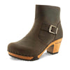 Stiefelette Damen Tina woody Schuhe. Damen Stiefelette mit Absatz. Clog mit Kalbslederfutter als Damenstiefel. Damenclogs, Damen Clogs - Clogs Damen. Holzschuhe für Damen, Damen Clogs, Holzclogs, Damen Pantoletten mit Holzsohle. Farbe: Caffe (braun)