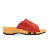 vanessa, pantoletten clogs damen mit biegsamer nachhaltiger holzsohle, der bestseller, farbe: rosso-rot, holzclogs woody, woody schuhe, woody shoes, handgemachte holzschuhe aus österreich, kärnten