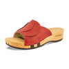 vanessa, pantoletten clogs damen mit biegsamer nachhaltiger holzsohle, der bestseller, farbe: rosso-rot, holzclogs woody, woody schuhe, woody shoes, handgemachte holzschuhe aus österreich, kärnten