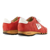 clogs herren sneaker wayne woody holzschuhe. herren clogs, flexible, biegsame holzsohle. holzclogs, sneaker clogs herren, männer clogs mit fussbett. woody leder clogs herren. holzclogs, holzschuhe bestellen. farbe: rosso-weiss (rot-weiss), logo detailansicht